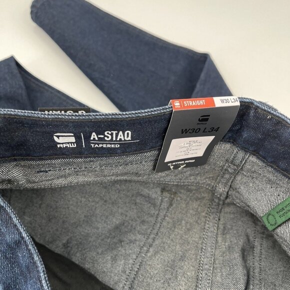 G Star Raw Men's Dark Blue A Staq Denim Jeans NEW 30x34 Straight - Picture 9 of 14